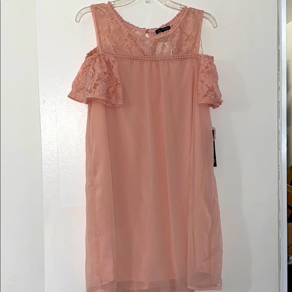 Short Blush Cold Shoulder Dress - Picture 1 of 2
